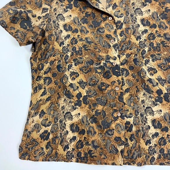 Vintage 90s Silk Leopard Print Blouse - Picture 3 of 5